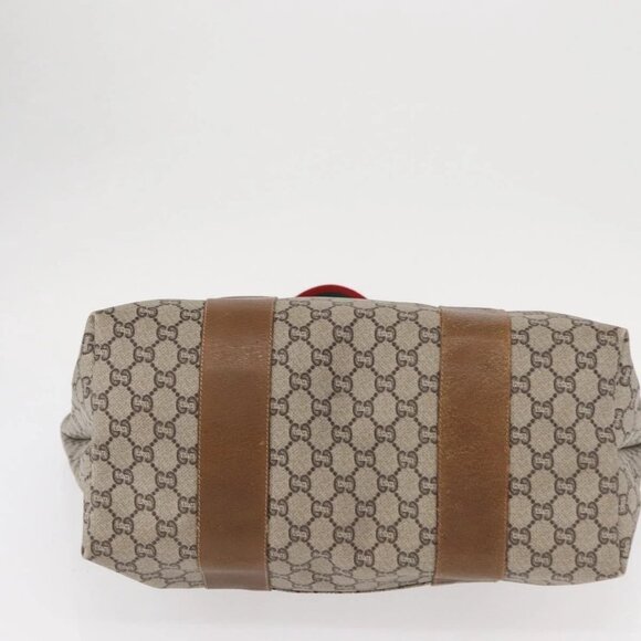 GUCCI GUCCI Plus Supreme Web Sherry Line Tote Bag PVC Beige Gold Auth ka624 - Picture 7 of 16